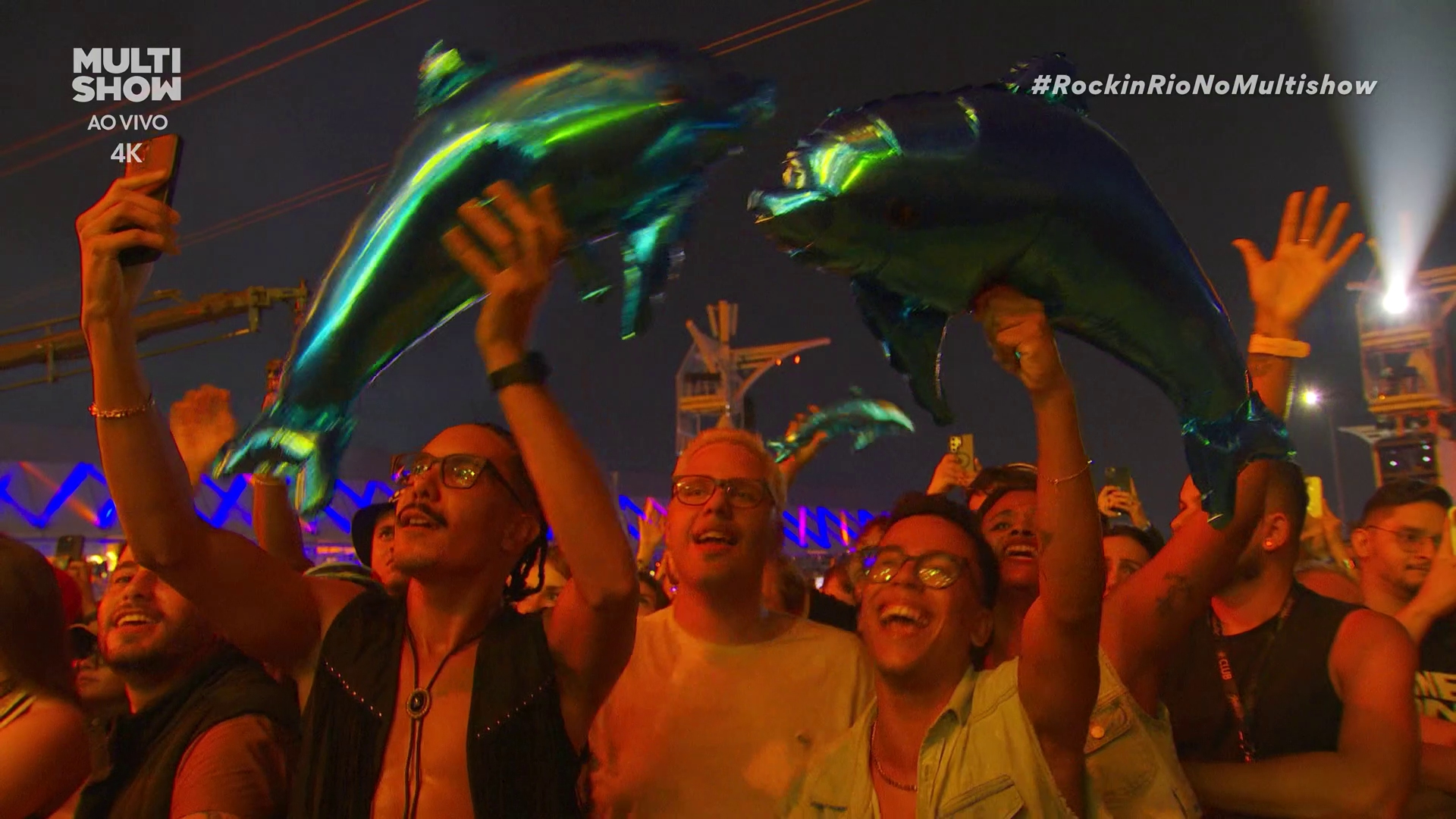 Fãs segurando balões de golfinho no show da Zara Larsson (Foto: Reprodução)
