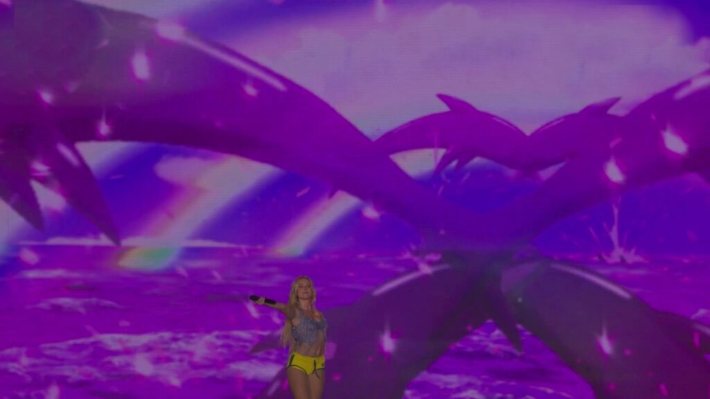 Golfinhos durante a performance de "Symphony" no show da Zara Larsson