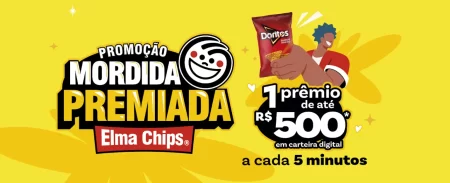 Elma Chips lança promoção “Mordida Premiada” com prêmios de até R$500 a cada 5 minutos