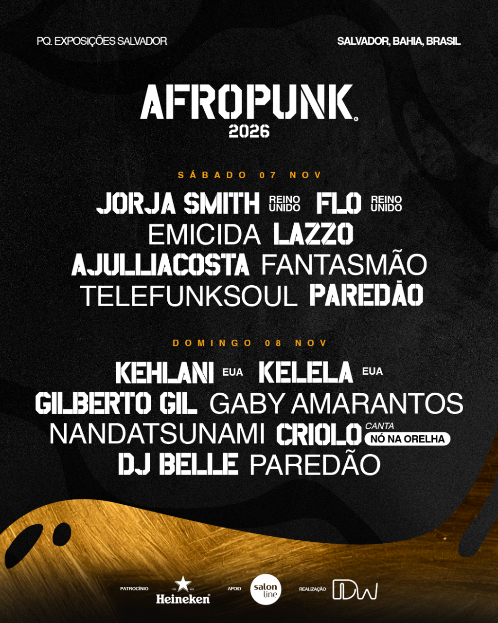 Line-up do AFROPUNK 2026 (Foto: Divulgação)